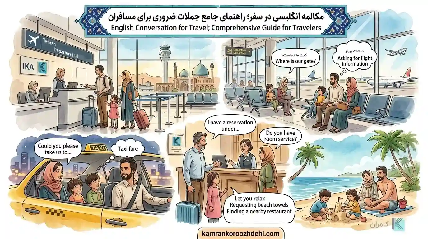 اهنمای جامع مکالمه انگلیسی در سفر؛ جملات کاربردی فرودگاه، هتل و رزرو