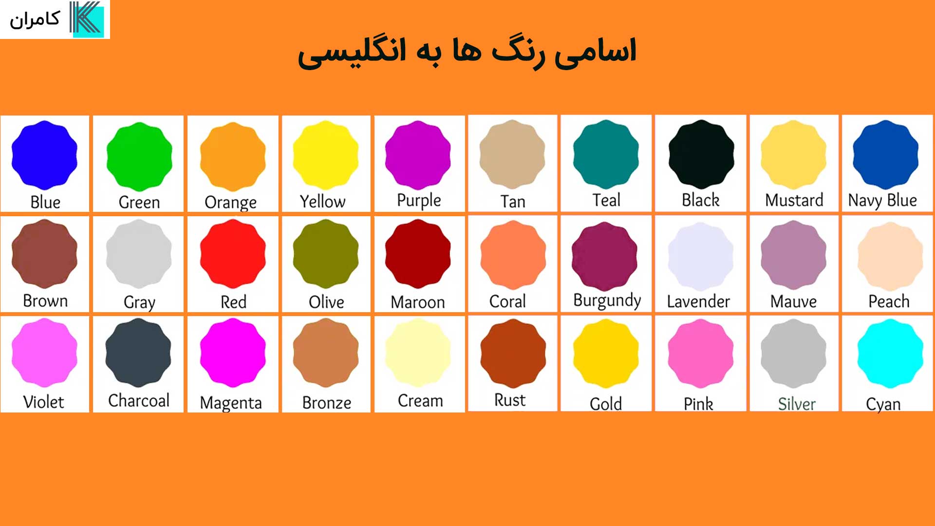 اسامی رنگ ها به انگلیسی