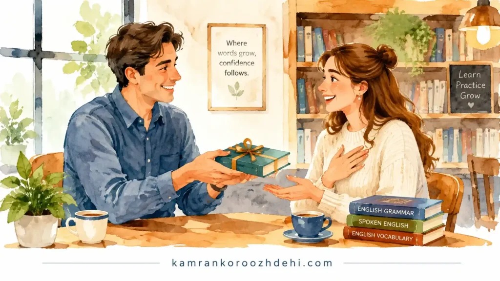 یادگیری عبارات تشکر و عذرخواهی به انگلیسی در محیط آموزشی بین دو زبان‌آموز.