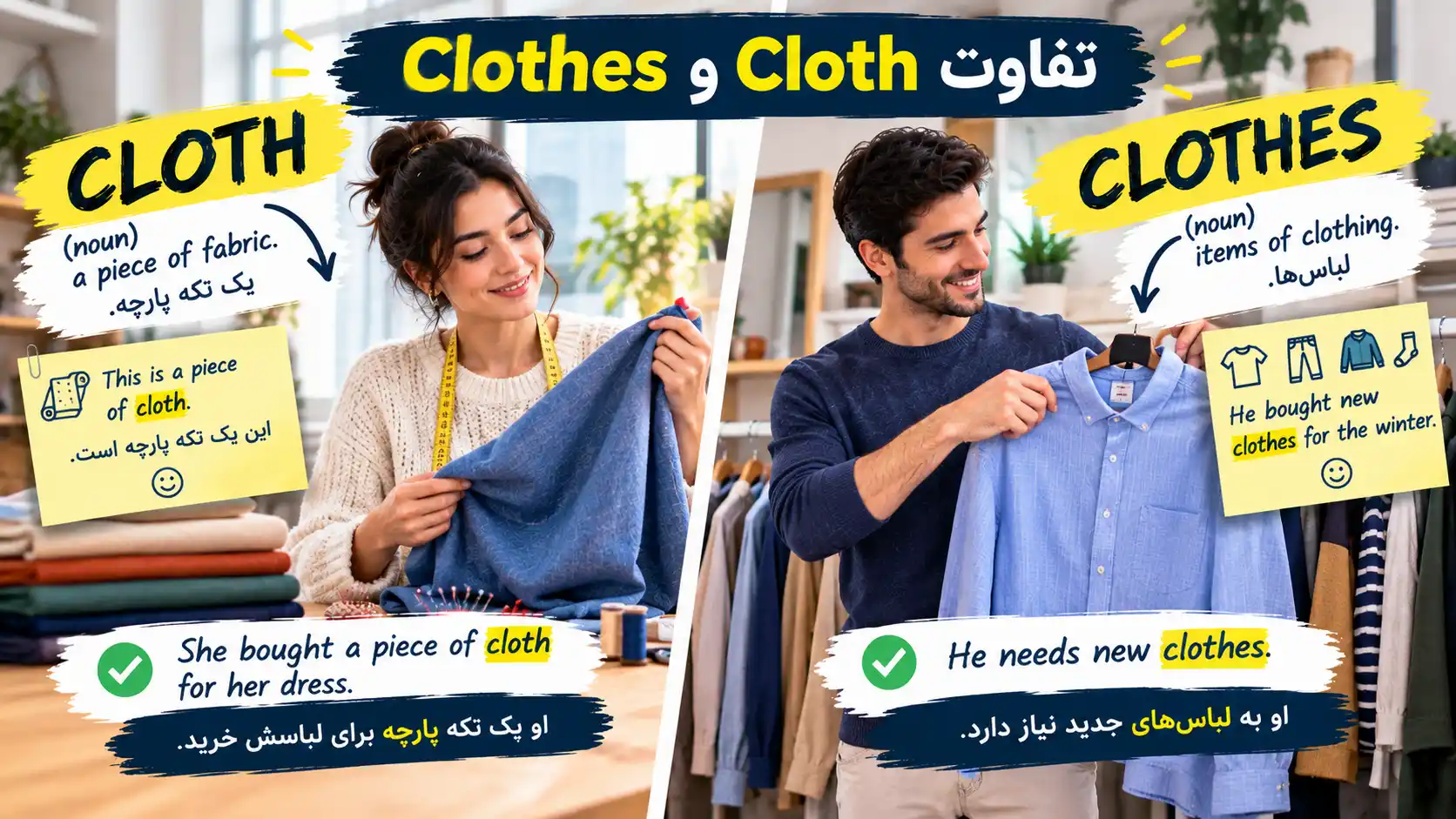 cloth و clothes